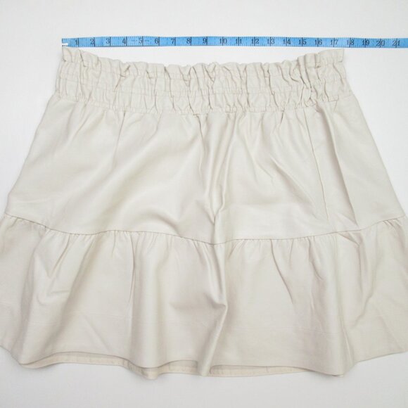 NWT Anthropologie The Somerset Mini Skirt: Faux Leather Edition Off-White XL - Picture 4 of 10